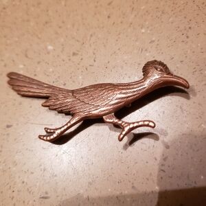 Vintage Copper Roadrunner Brooch